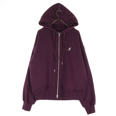 美品 KANGOL カンゴール 裏起毛 ワンポイント刺繍 長袖 ジップパーカー S パープル系
