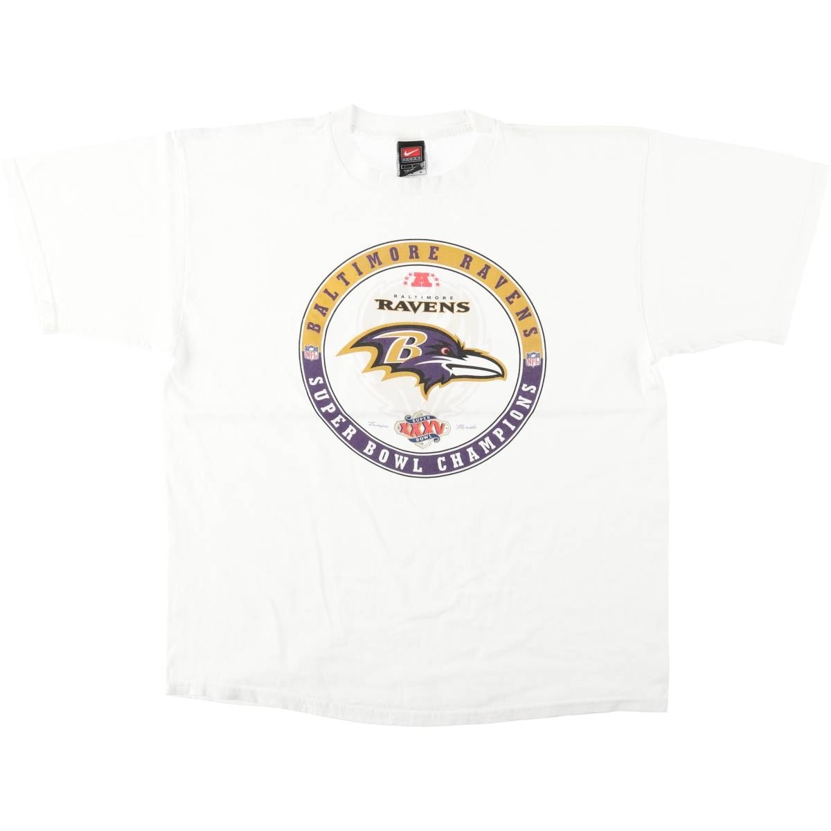 古着 ~00年代 ナイキ NIKE TEAM NFL BALTIMORE RAVENS ボルティモアレイブンズ SUPER BOWL XXXV スポーツプリントTシャツ メンズL相当/eaa648863