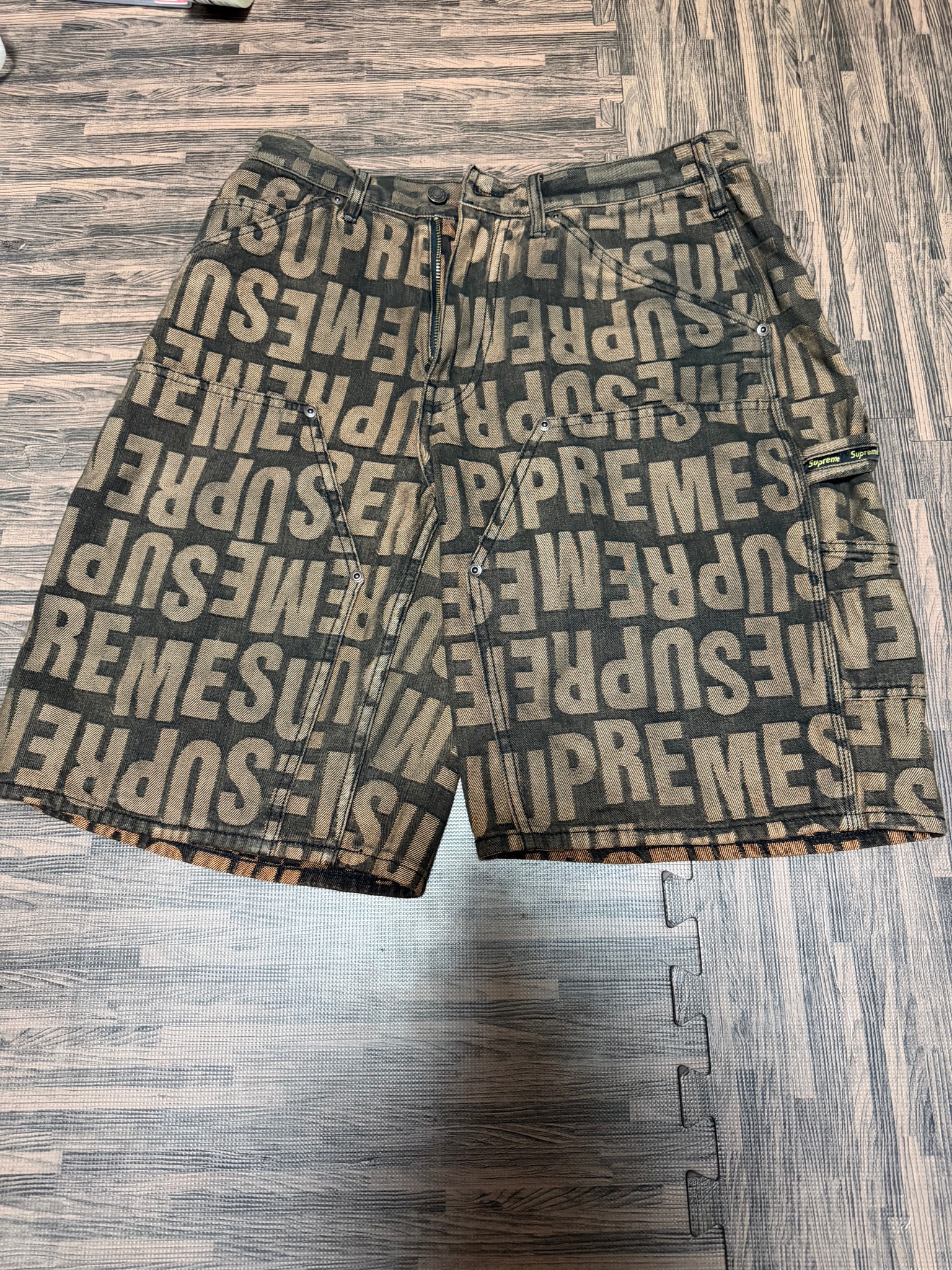 Supreme Repeat Jacquard Double Knee Denim Short "Dark Brown"