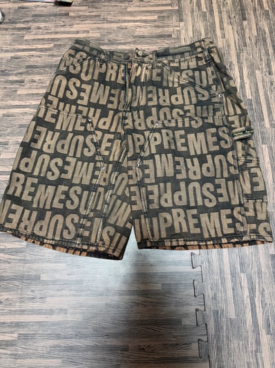 Supreme Repeat Jacquard Double Knee Denim Short "Dark Brown"