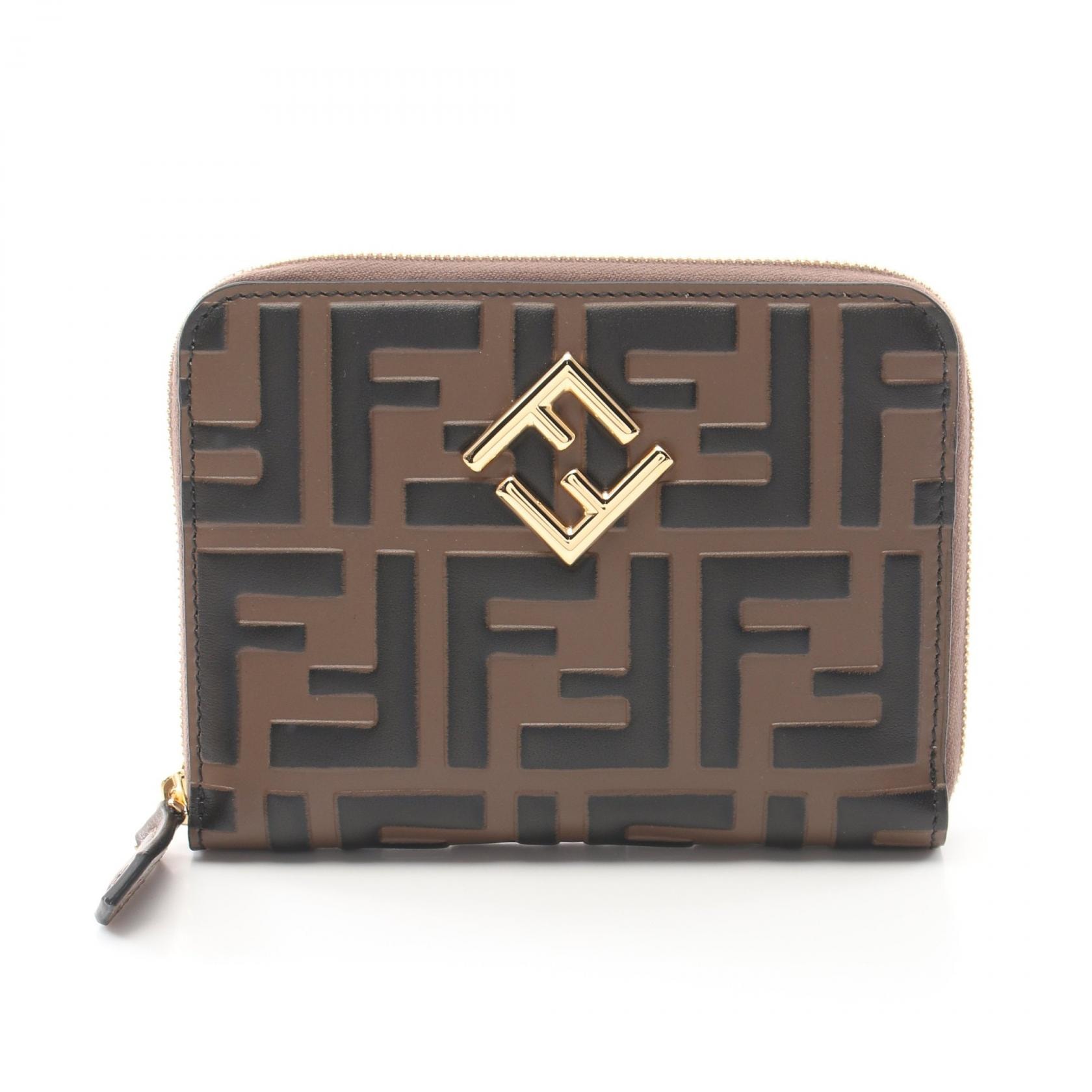 フェンディ FENDI FFダイヤモンド ラウンド財布 財布 レザー レディース ブラウン系 / ブラック系 8M0508ADYMF13VK 【新品】