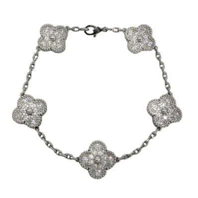 Van Cleef & Arpels ヴァンクリーフ&アーペル ブレスレット ヴィンテージ アルハンブラ ジュエリー アクセサリー K18ホワイトゴールド ダイヤモンド60石2.41ct VCARA41500 レディース 約13.6g 美品【中古品】