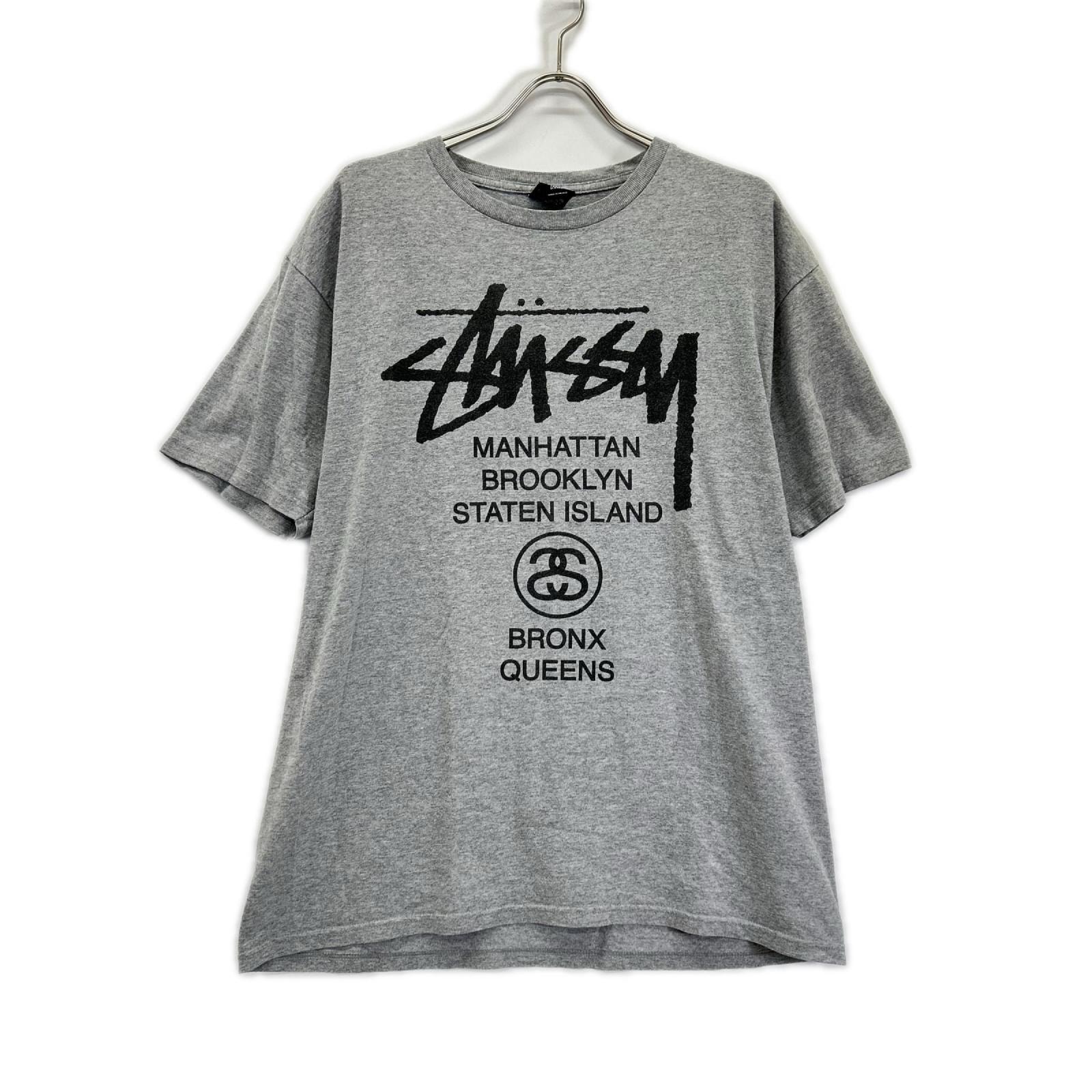 ステューシー グレー World Tour S/S Tee ワールドツアー Tシャツ L