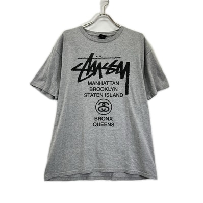 ステューシー グレー World Tour S/S Tee ワールドツアー Tシャツ L