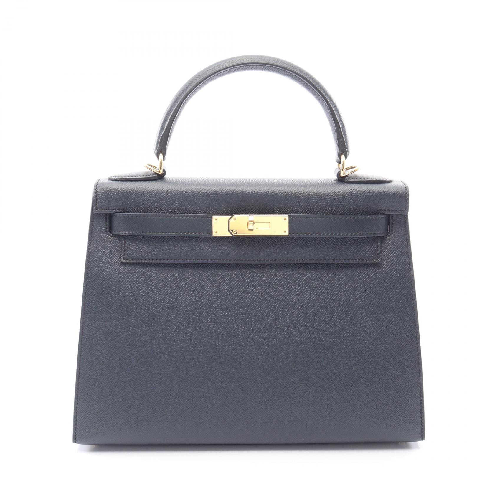 エルメス HERMES ケリー28 外縫い 2WAY ハンドバッグ バッグ レザー カーフ(牛革) ヴォーエプソン ヴォーエプソン ブルーインディゴ A刻印(2017年製造) レディース ネイビー系 【中古】
