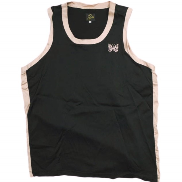 Needles ニードルス 日本製 Papillon Emb. Side Line Tank Top パピオン刺繍サイドラインタンクトップ EJ181 XS BLACK/PINK トップス g23528