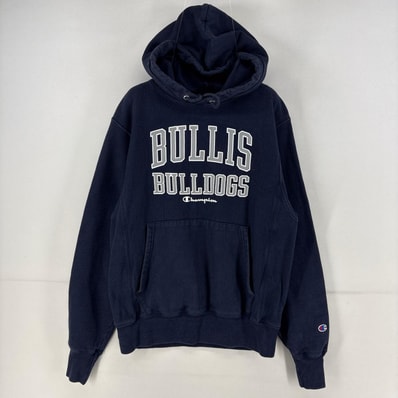 古着 チャンピオン Champion パーカー スウェット プルオーバー プリント リバースウィーブ S ネイビー メンズ