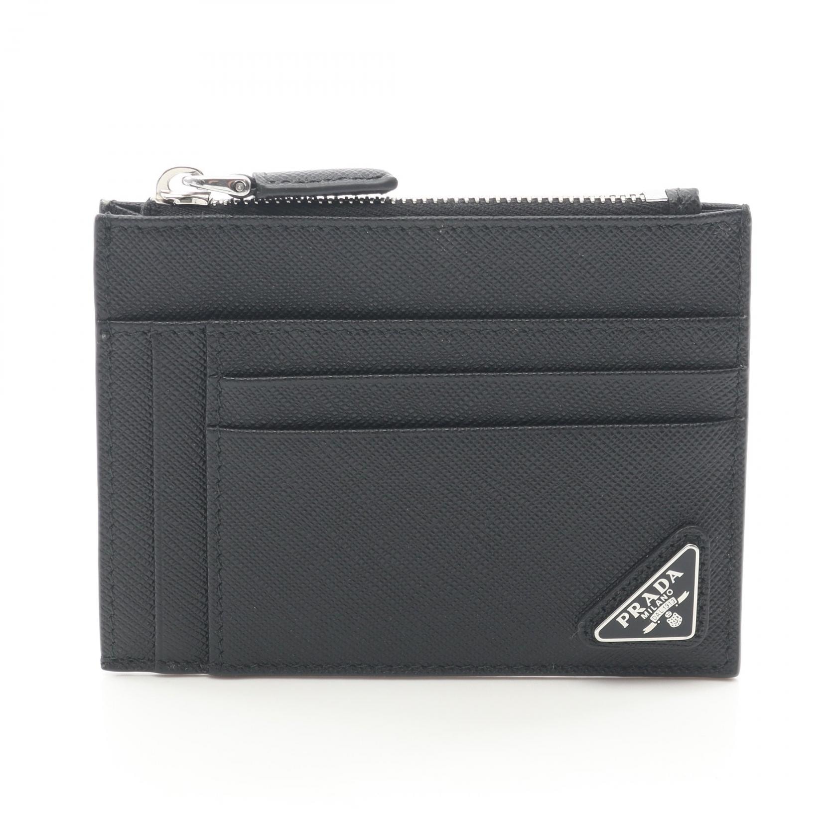 プラダ PRADA SAFFIANO TRIANGLE カードケース コインケース 財布 サフィアーノレザー メンズ レディース ブラック系 2MC067QHHF0002 【新品】