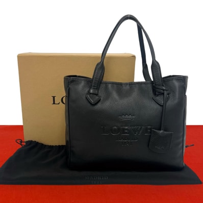 LOEWE ロエベ ヘリテージ レザー トートバッグ ブラック
00897
