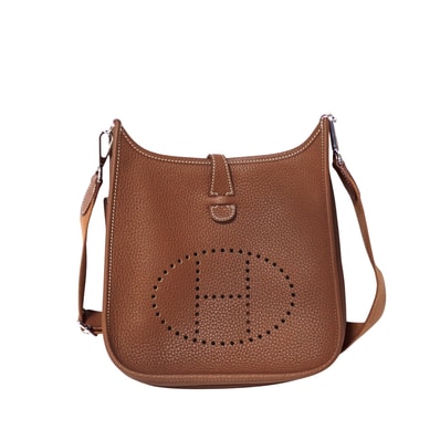 美品 HERMES エルメス エヴリン 23 ゴールド シルバー金具 トリヨンクレマンス G刻印 ブラウン レディース ショルダーバッグ