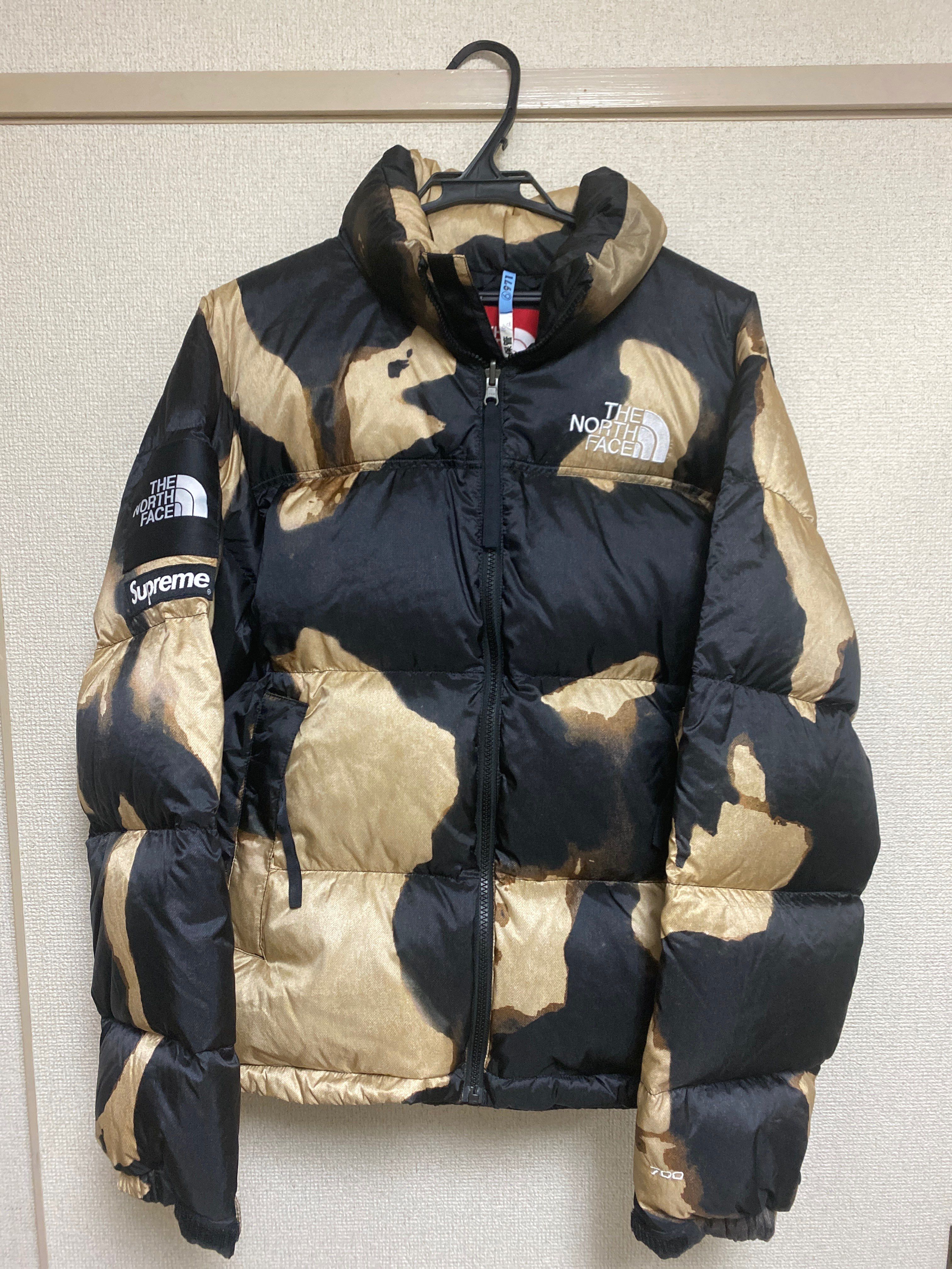 Supreme x The North Face Bleached Denim Print Nuptse Jacket "Black"