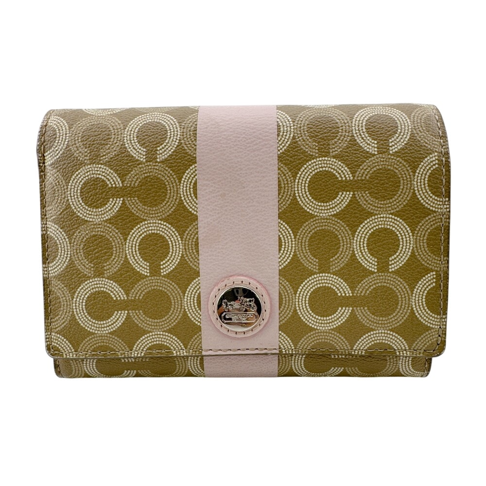 コーチ COACH 二つ折り財布 オプアート コンパクト ベージュ