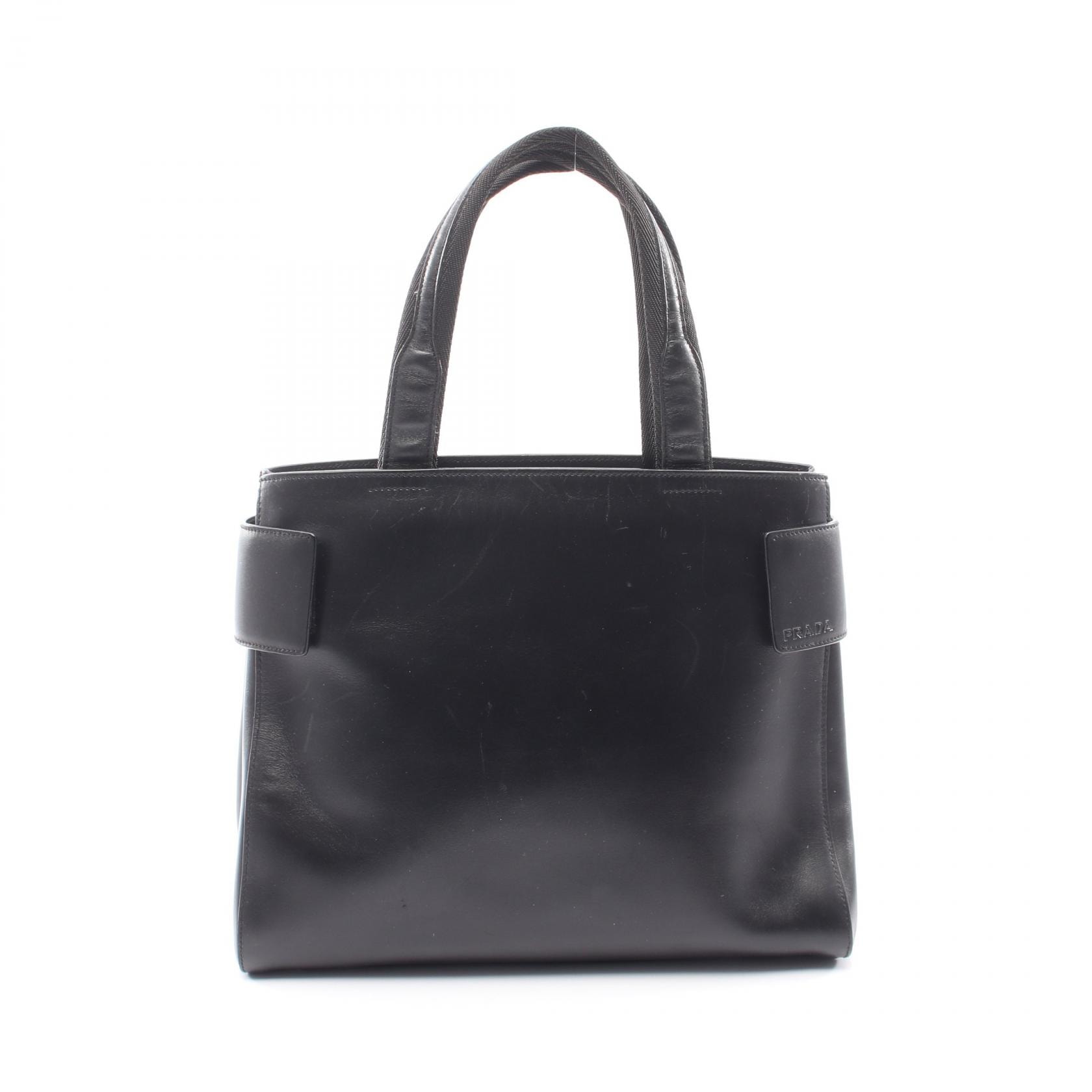 プラダ PRADA ロゴ トートバッグ バッグ レザー レディース ブラック系 【中古】