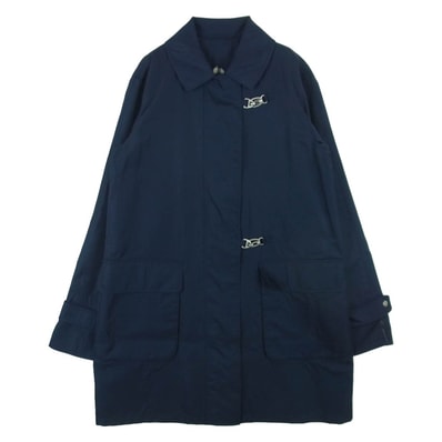 BURBERRY バーバリー FDA43-145-30 裏地チェック コート ナイロン キュプラ ネイビー系 7AR【中古】