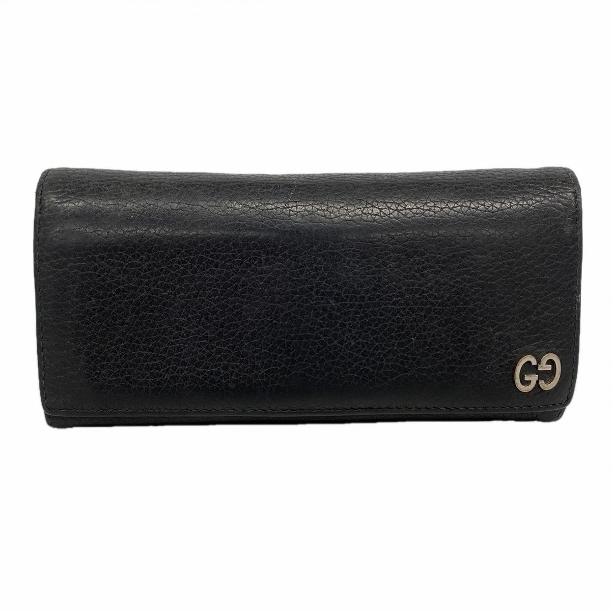 【6dc3665-k】グッチ 長財布 481727 レザー ブラック シルバー金具【中古】メンズ