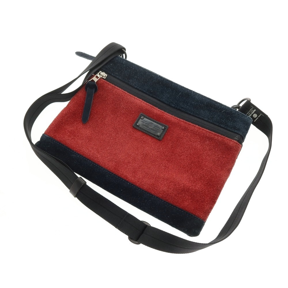 【中古】マスターピース MASTER PIECE スエード ナイロン ショルダーバッグ レッドxネイビー【WxH21.5】【メンズ】