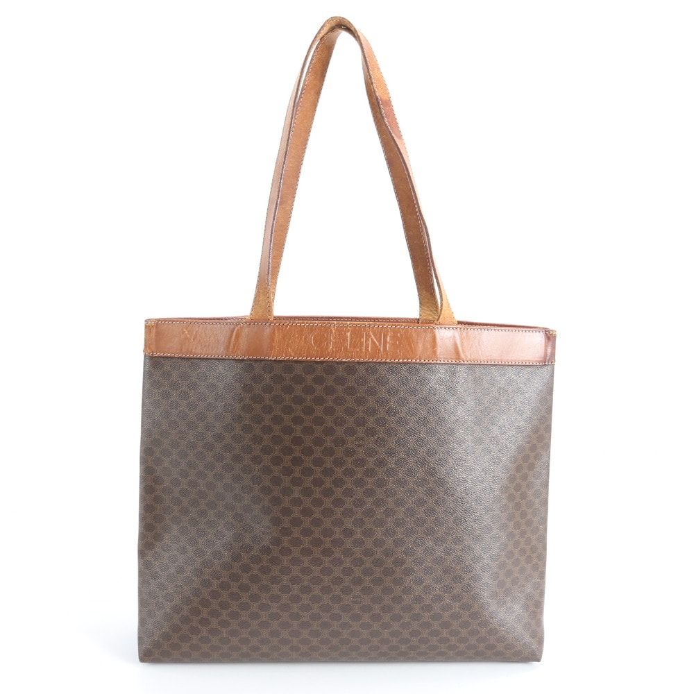 セリーヌ マカダムトート バッグ レザー×コーティングキャンバス