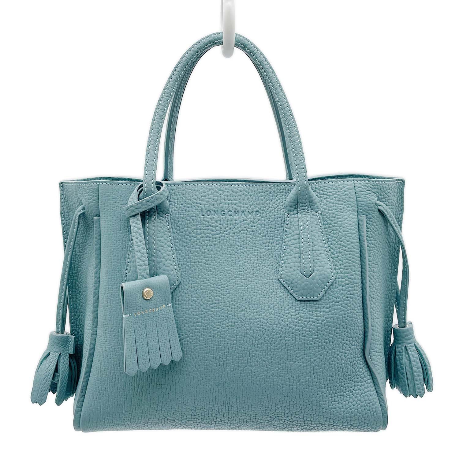 Longchamp ロンシャン Penelope ペネロペ タッセル ハンドバッグ
 トート レザー ブルー レディース
 【中古】