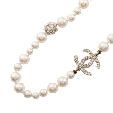 シャネル CHANEL ココマーク ネックレス ジュエリー GP(ゴールドメッキ) フェイクパール / ラインストーン レディース ゴールド系 / ホワイト系 / クリア系 【中古】