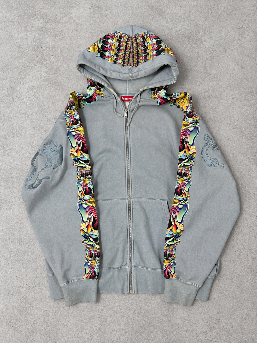 Supreme Skulls Zip Up Hooded Sweatshirt "Light Slate"