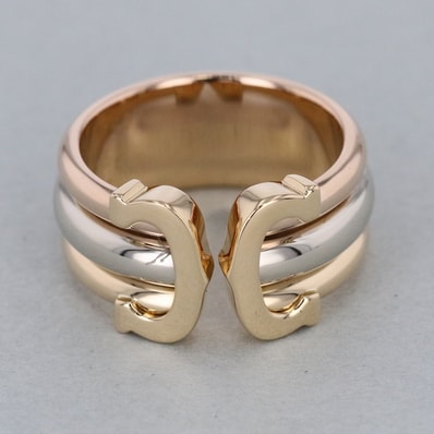 CARTIER カルティエ 2C リング 750WG YG PG リング・指輪 50 約11号 K18ゴールド イエローゴールド ピンクゴールド ホワイトゴールド レディース【中古】