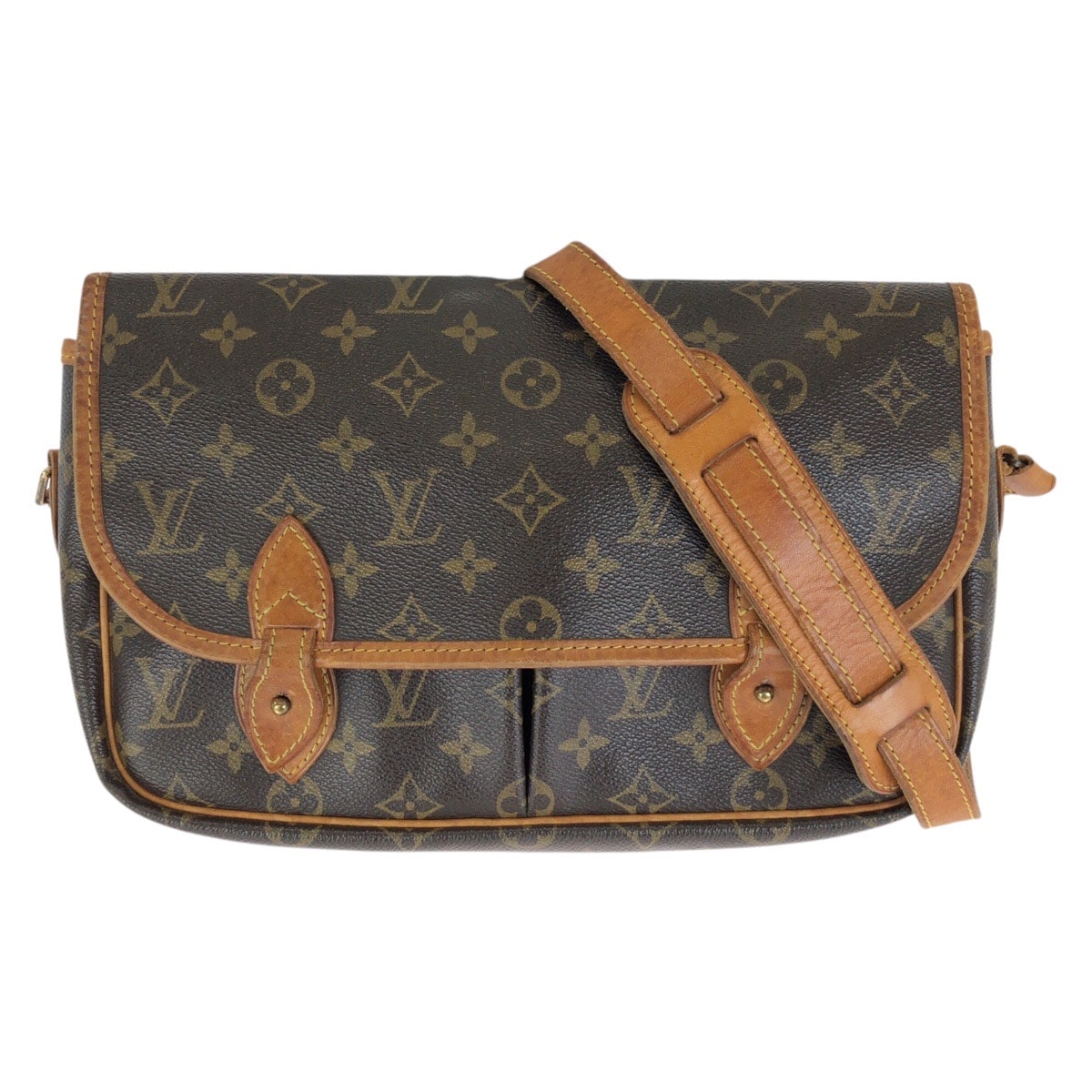 LOUIS VUITTON ルイヴィトン モノグラム ジベシエールMM ブラウン ゴールド金具 PVC レザー/ ショルダーバッグ メッセンジャーバッグ 1-0293400 【中古】