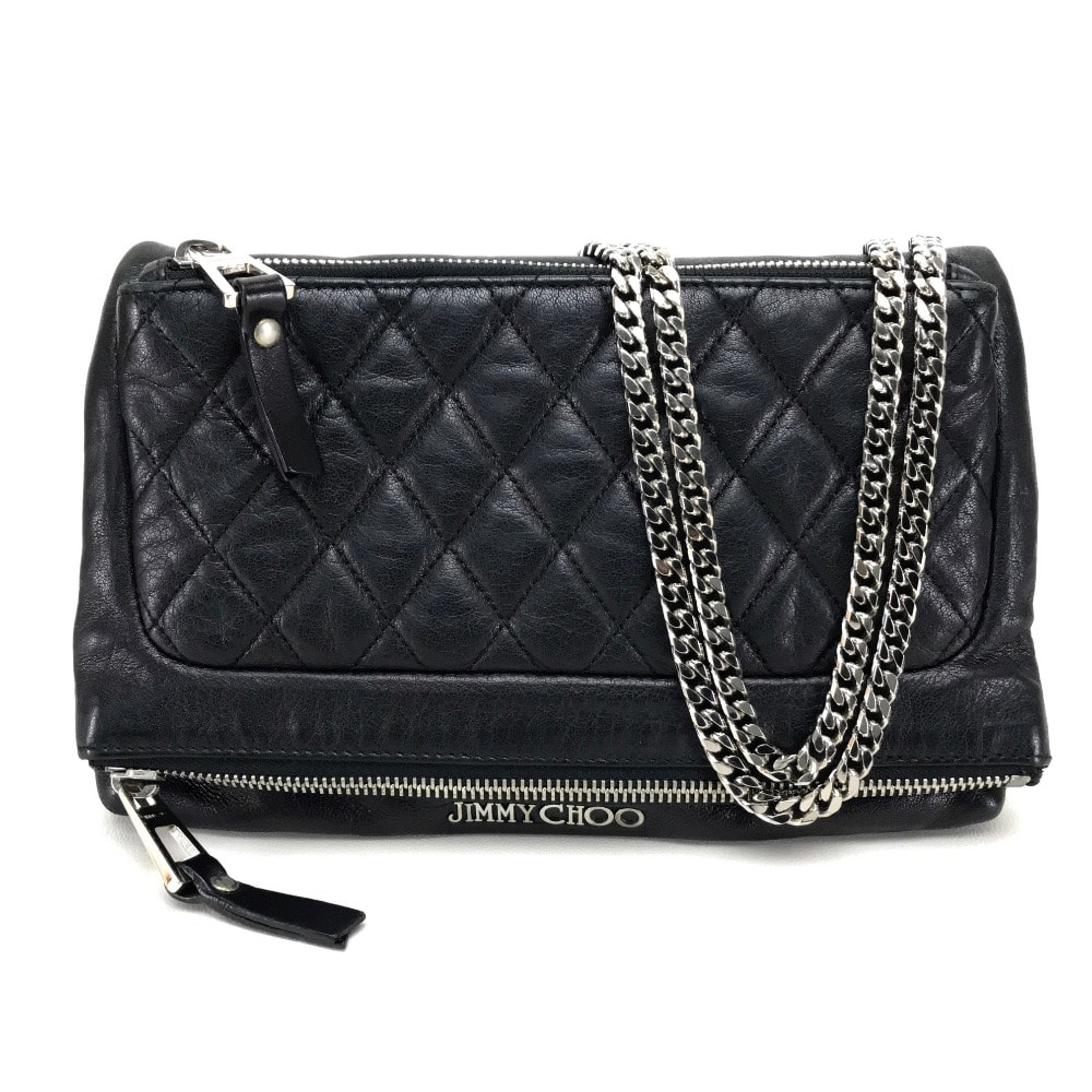 ジミーチュウ JIMMY CHOO メンズ レディース キルティング 肩掛け 斜め掛け チェーンショルダー ショルダーバッグ レザー ブラック ブラック