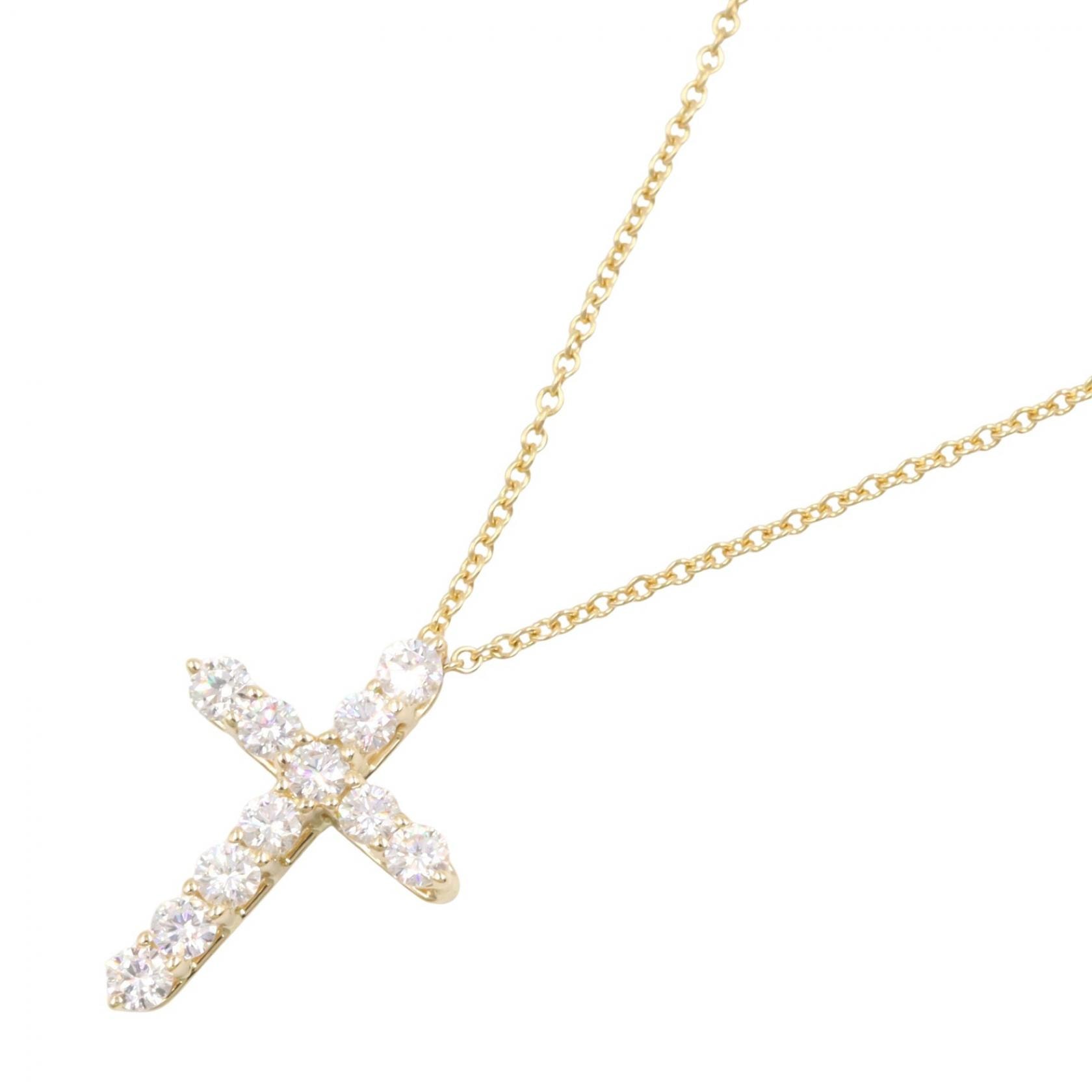 ティファニー TIFFANY&CO スモールクロス ダイヤ ネックレス ネックレス ジュエリー K18(イエローゴールド) ダイヤモンド レディース ゴールド系 / クリア系 【中古】