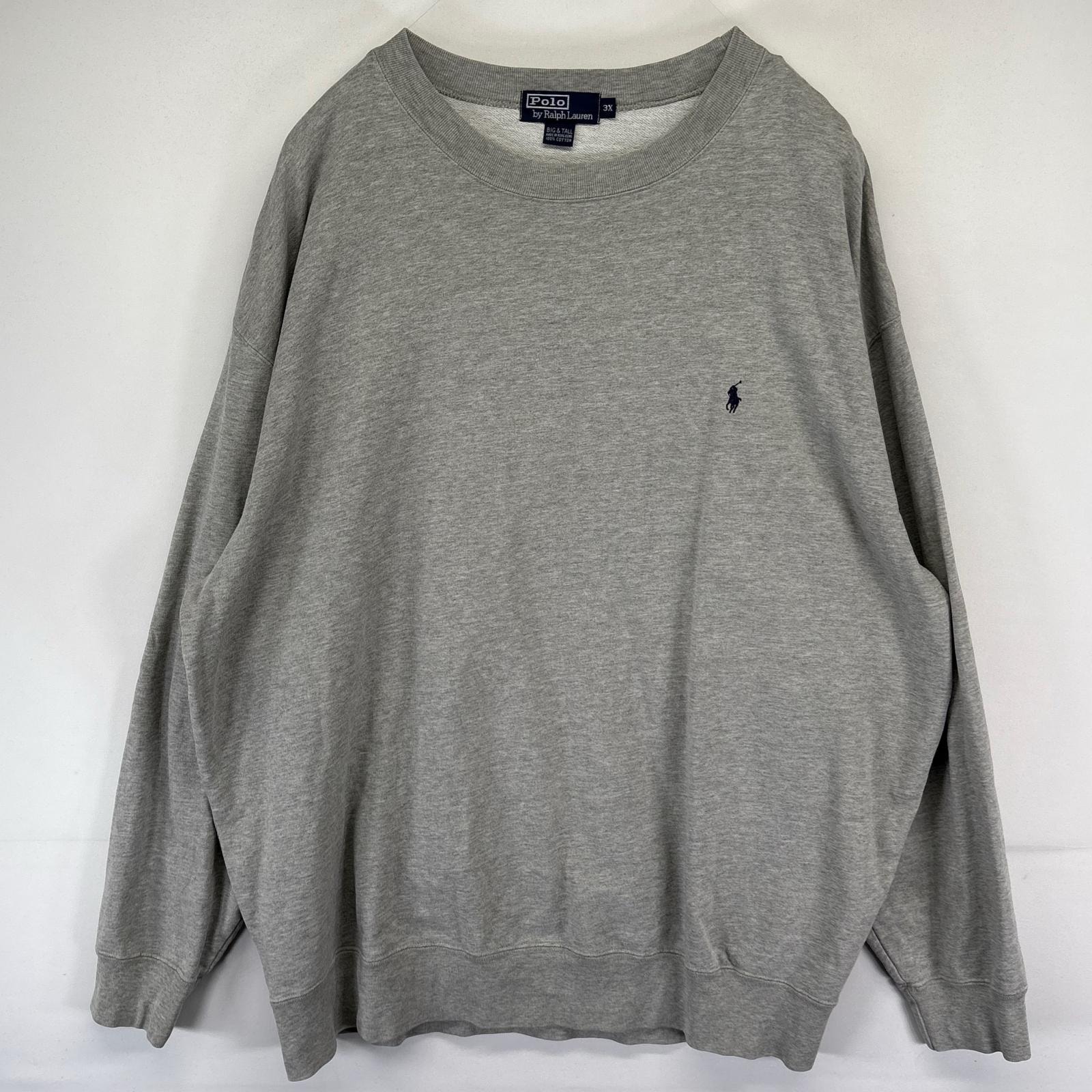 古着 ポロバイラルフローレン Polo by Ralph Lauren スウェット 大きいサイズ ワンポイントロゴ トレーナー 3XL  グレー系 メンズ