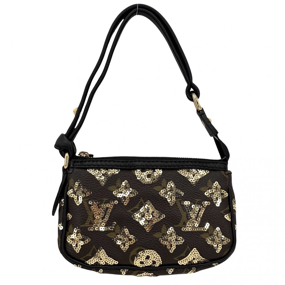 LOUIS VUITTON ルイヴィトン ハンドバッグ モノグラムエクリプス スパンコール ミニポシェットアクセソワール M60125 PVC    ブラウン 茶 ブラック 黒 ゴールド金具 レディース 美品【中古品】