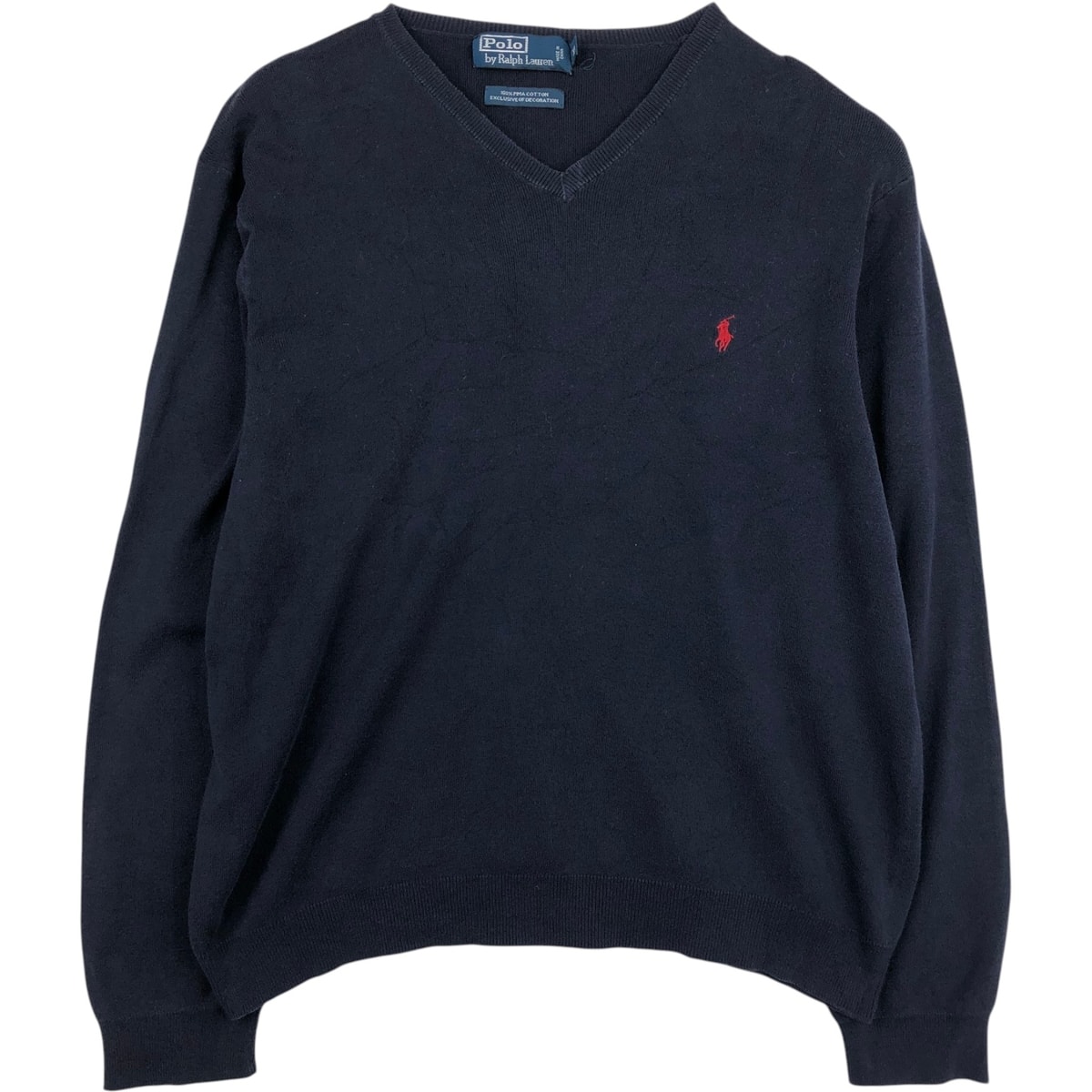 古着 ラルフローレン Ralph Lauren POLO by Ralph Lauren Vネック ピマコットンニットセーター メンズXL相当/eaa627577