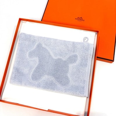 HERMES バスミトン タオル ライトブルー ベビー用品 木馬 お風呂 鑑定済み 正規品 エルメス