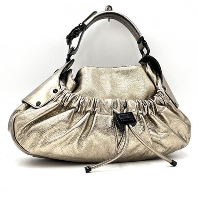 BURBERRY(バーバリー)Warrior ドローストリング ホーボーバッグ ヴィンテージ ワンショルダーバッグ ゴールドレザー ブラック金具 ITPELFAB12SCA【中古】