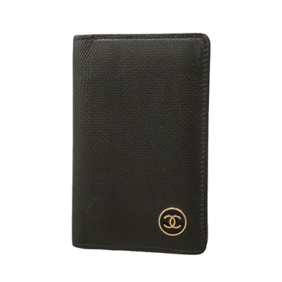 【6kd4840】シャネル カードケース ココボタン レザー ブラック ゴールド金具【中古】メンズ レディース ユニセックス