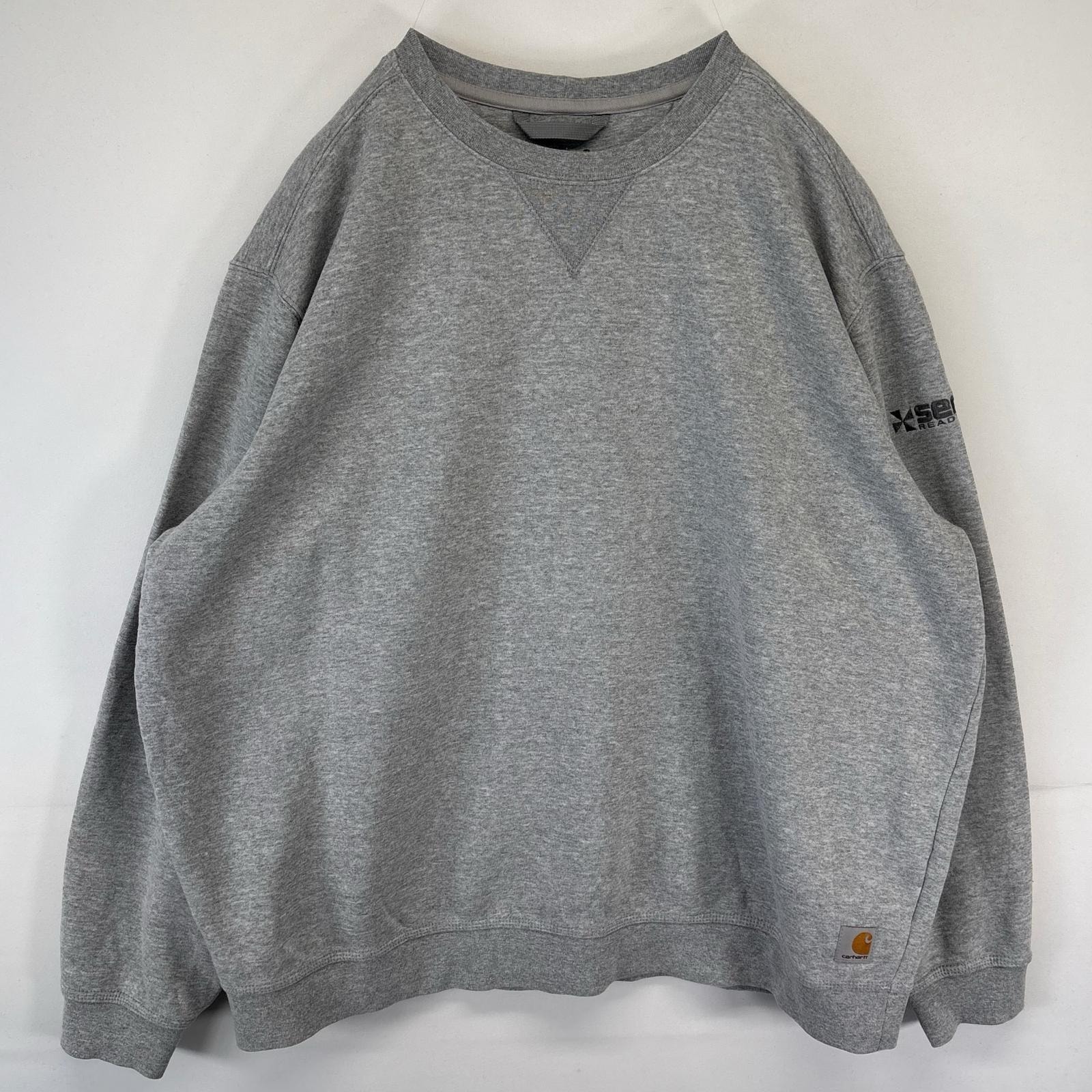 古着 カーハート Carhartt スウェット トレーナー 大きいサイズ ワンポイントロゴ クルーネック プルオーバー 2XL グレー メンズ