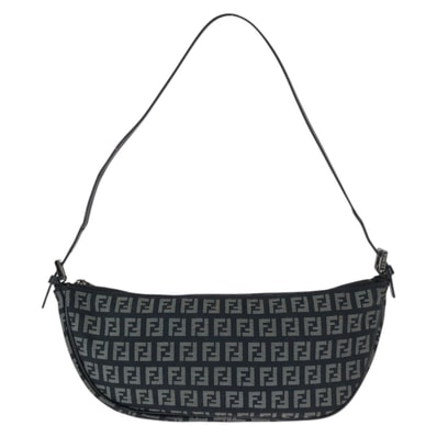 FENDI フェンディ ズッカ ブラック 黒 ガンメタ金具 キャンバス レザー/ ハンドバッグ ショルダーバッグ アクセサリーポーチ 600769 【中古】