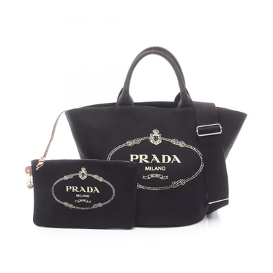 プラダ PRADA CANAPA カナパ 2WAY トートバッグ バッグ キャンバス レディース ブラック系 1BG163 【中古】