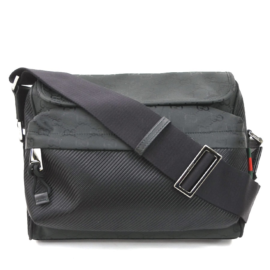 グッチ GUCCI ショルダーバッグ ナイロン ブラック メンズ 816820【中古】 h31453g