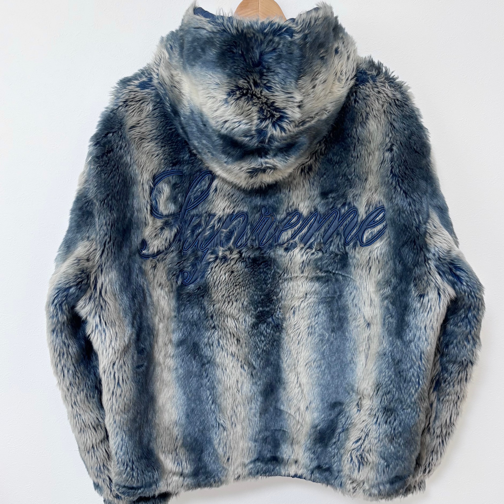 Supreme Faux Fur Reversible Hooded Jacket "Blue"