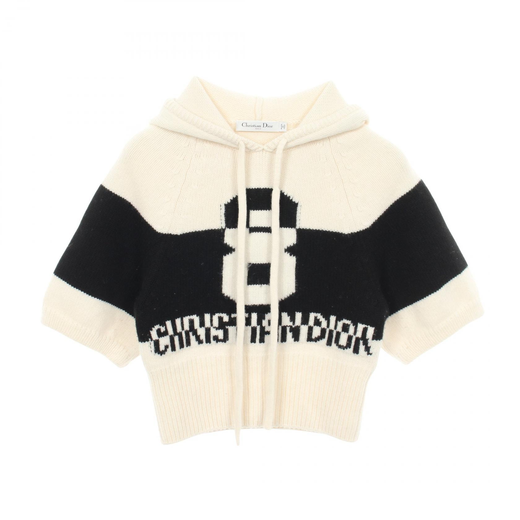 ディオール Dior ロゴ パーカー ニット 衣料品 トップス ウール カシミヤ レディース ホワイト系 / ブラック系 【中古】