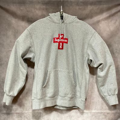 Supreme Cross Box Logo Hooded Sweatshirt "Grey"
