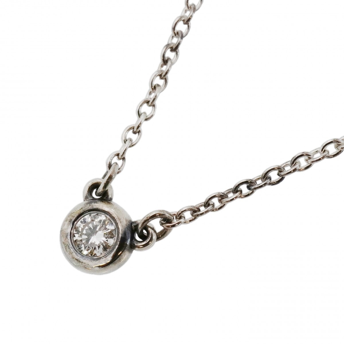 【6jdb0415-20-k】ティファニー ネックレス バイザヤード 1PD シルバー925 ダイヤモンド【中古】レディース