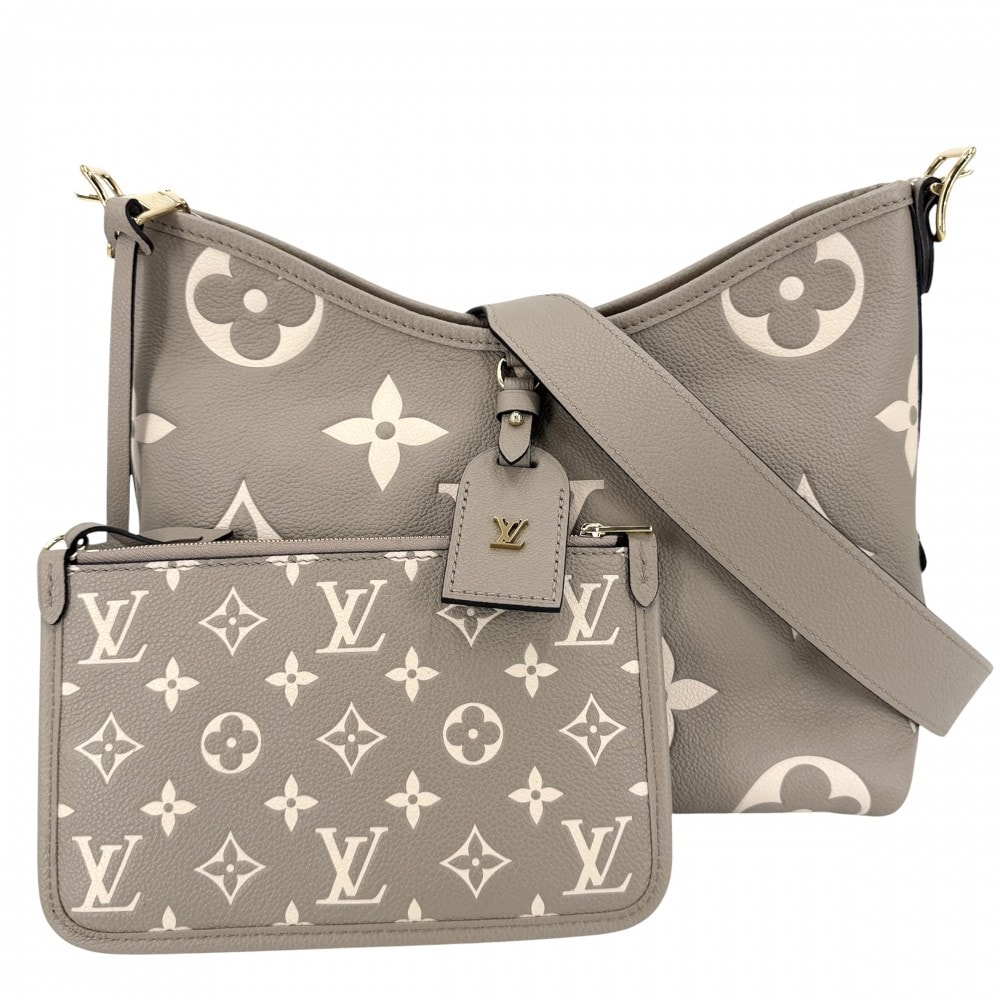 LOUIS VUITTON ルイヴィトン ショルダーバッグ モノグラムアンプラント キャリーオール ジップ NM PM 肩掛け 斜め掛け ベージュ M47180    トゥルトレールグレー クリーム ゴールド金具 レディース 美品【中古品】