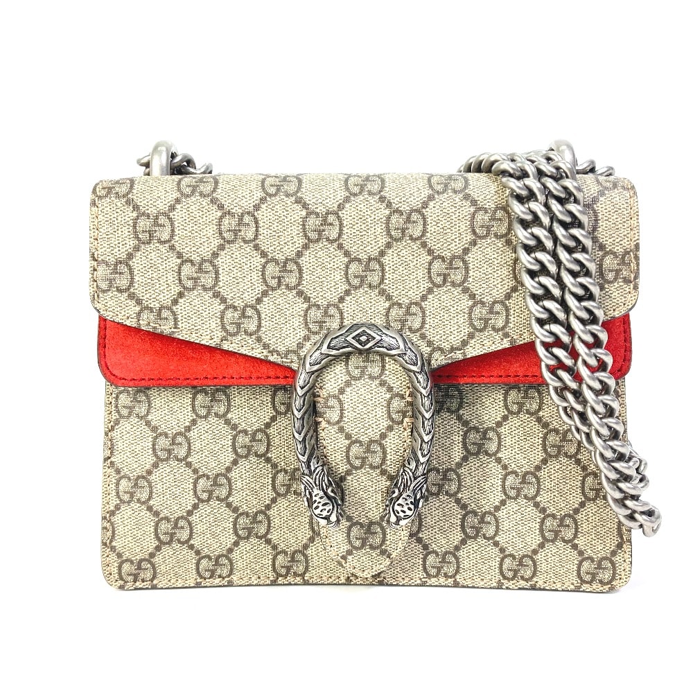 グッチ GUCCI ディオニュソス 421970 GG Wチェーン 斜め掛け カバン ショルダーバッグ GGスプリームキャンバス ベージュ