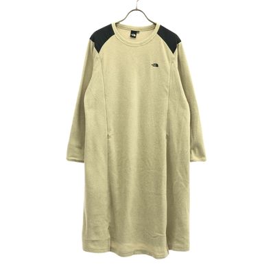 THE NORTH FACE ザノースフェイス ロゴ刺繍 長袖 マタニティ マイクロフリース ワンピース SM ベージュ アウトドア NLM71902