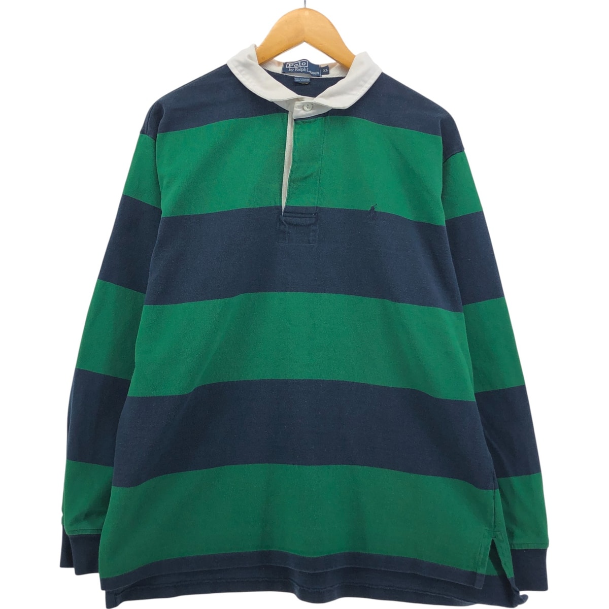 古着 ラルフローレン Ralph Lauren POLO by Ralph Lauren ボーダー柄 長袖 ラガーシャツ メンズXL相当/eaa551312