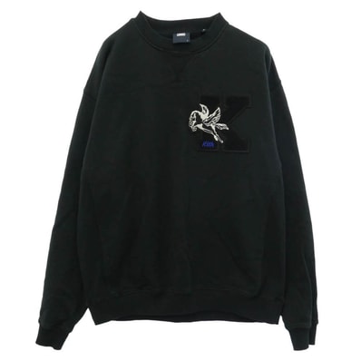 KITH キス 22SS KHM030311 Vintage Crewneck Shadow ヴィンテージ クルーネック シャドウ ロゴ ワッペン プルオーバー スウェット トレーナー ブラック系 L【中古】
