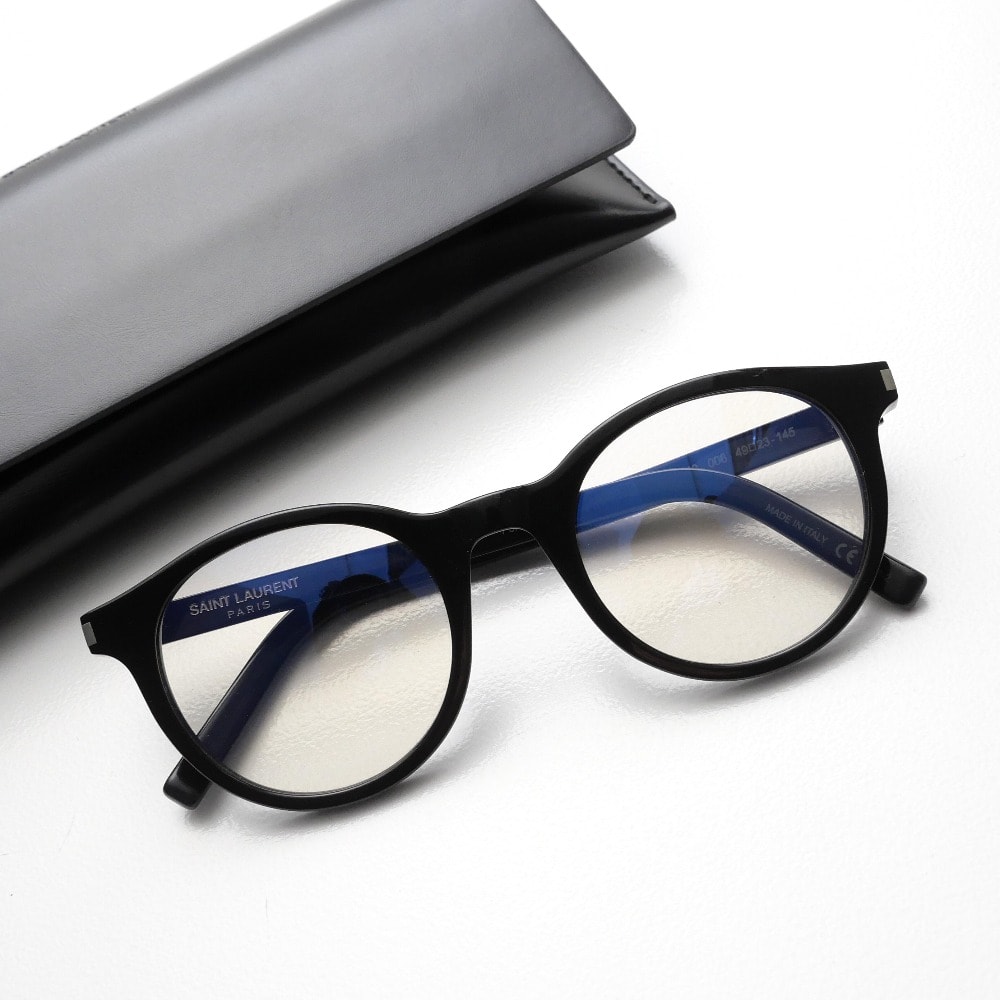 ■美品■SAINT LAURENT サンローラン メガネ サイズ49□23-145 ボストン アイウェア イタリア製 ブランド古着【中古】20260424/RA8897