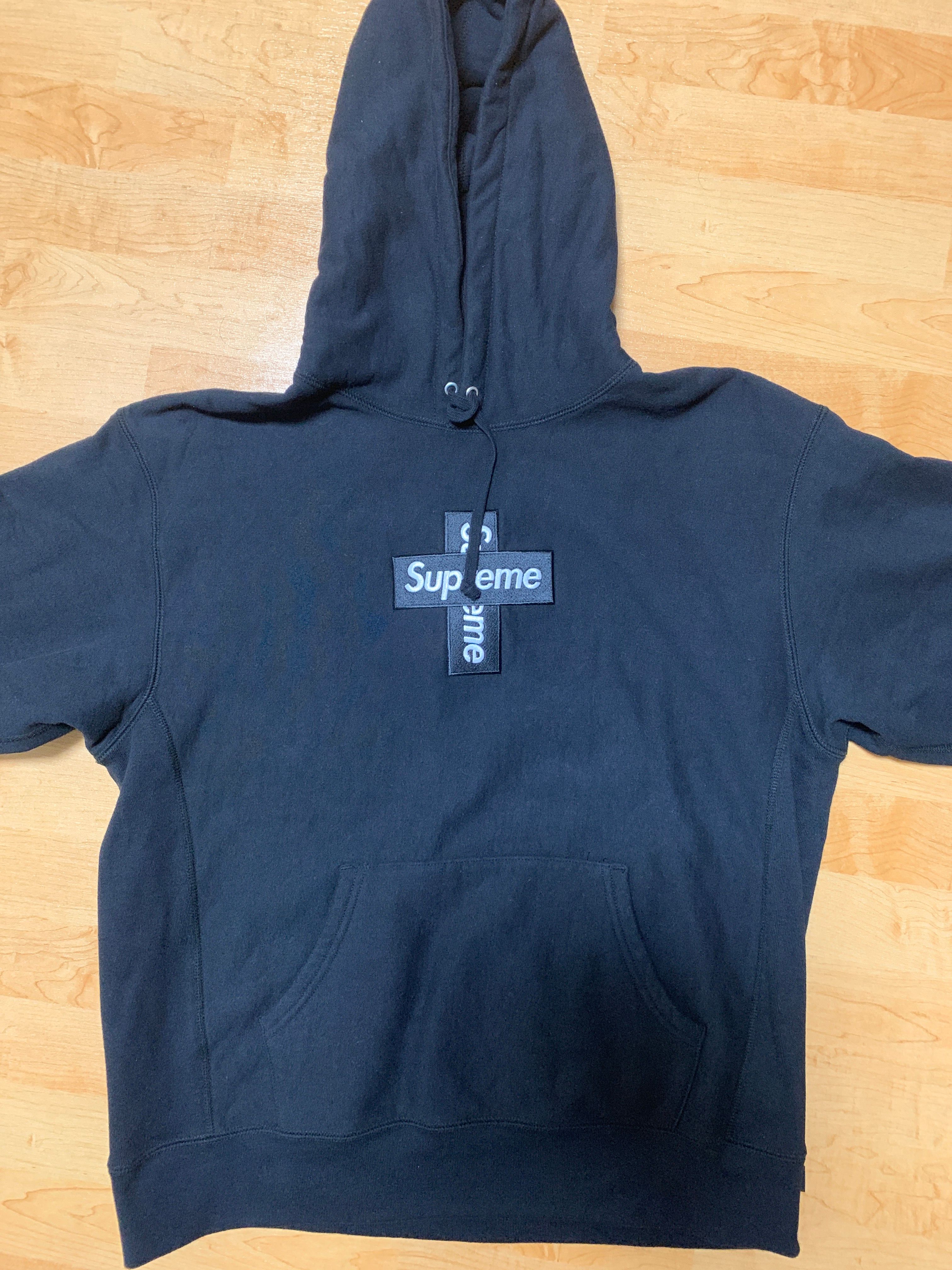 Supreme Cross Box Logo Hooded Sweatshirt "Black"