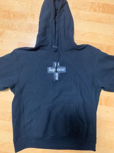 Supreme Cross Box Logo Hooded Sweatshirt "Black"